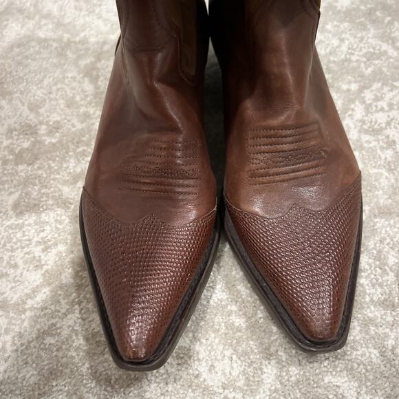 VINTAGE NINE WEST BROWN BRAZILIAN LEATHER EVIE COWBOY BOOTS WOMENS 8 - Picture 8 of 12